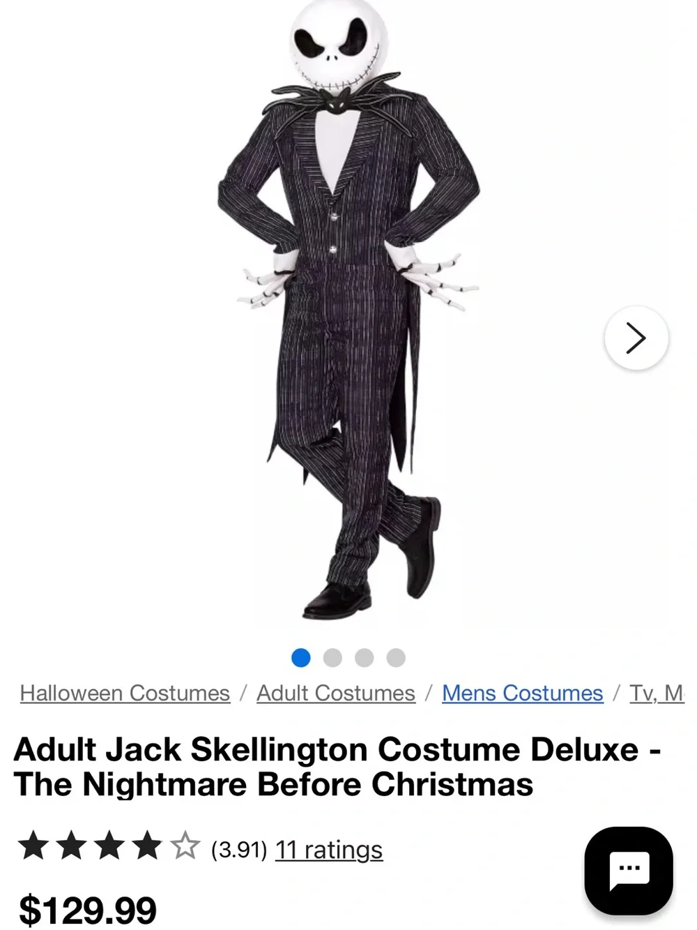 Jack Skellington Kids Costume - Black & White